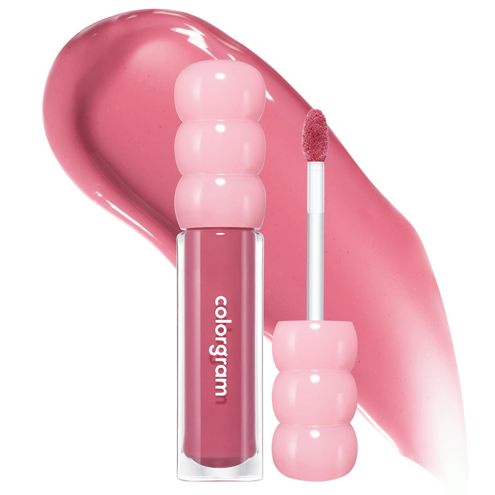 COLORGRAM Fruity Glass Gloss 04 Farewell Guava swatch shows radiant glass-like shine