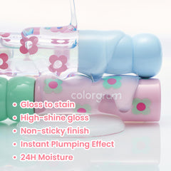 COLORGRAM Fruity Glass Tint 13 Shy Pear texture highlights jelly-like, non-sticky finish