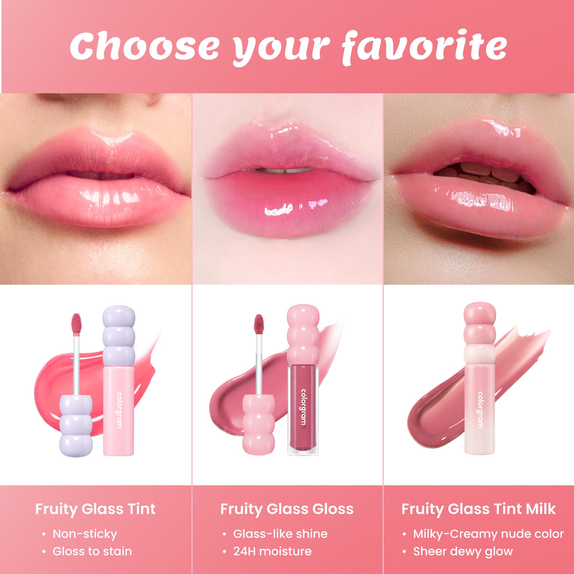 COLORGRAM Fruity Glass Tint Milk 01 Berry Amazing long-lasting sheer color on lips