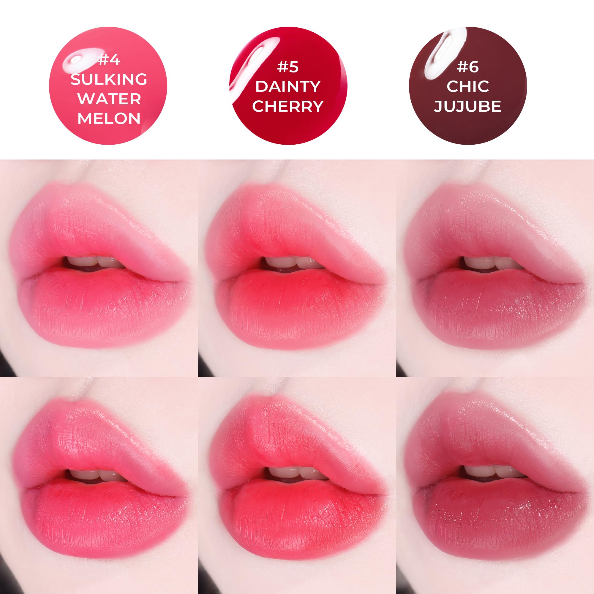COLORGRAM Fruity Water Tint 02 Bunny Pink applied on lips for natural, translucent color.
