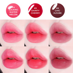 COLORGRAM Fruity Water Tint 02 Bunny Pink applied on lips for natural, translucent color.