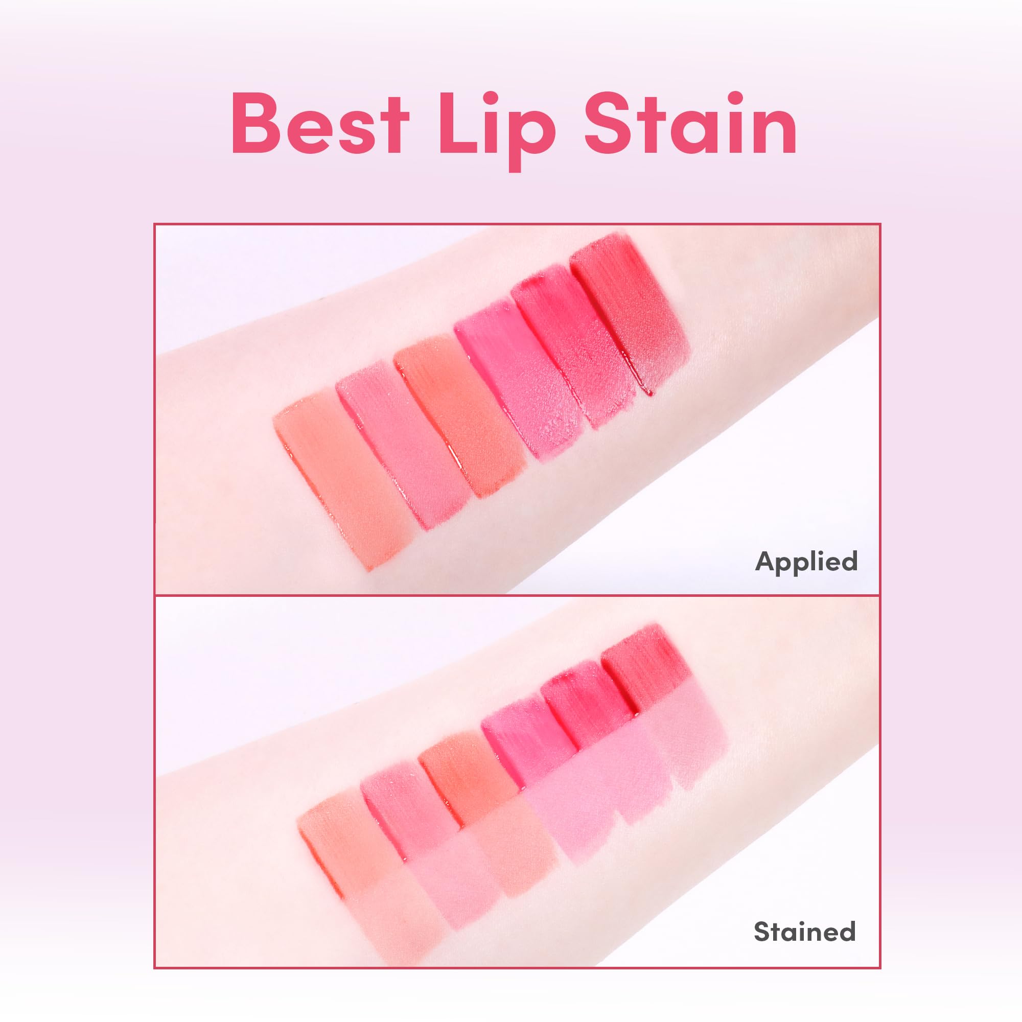COLORGRAM Fruity Water Tint 02 Bunny Pink layered with gloss for personalized shine.