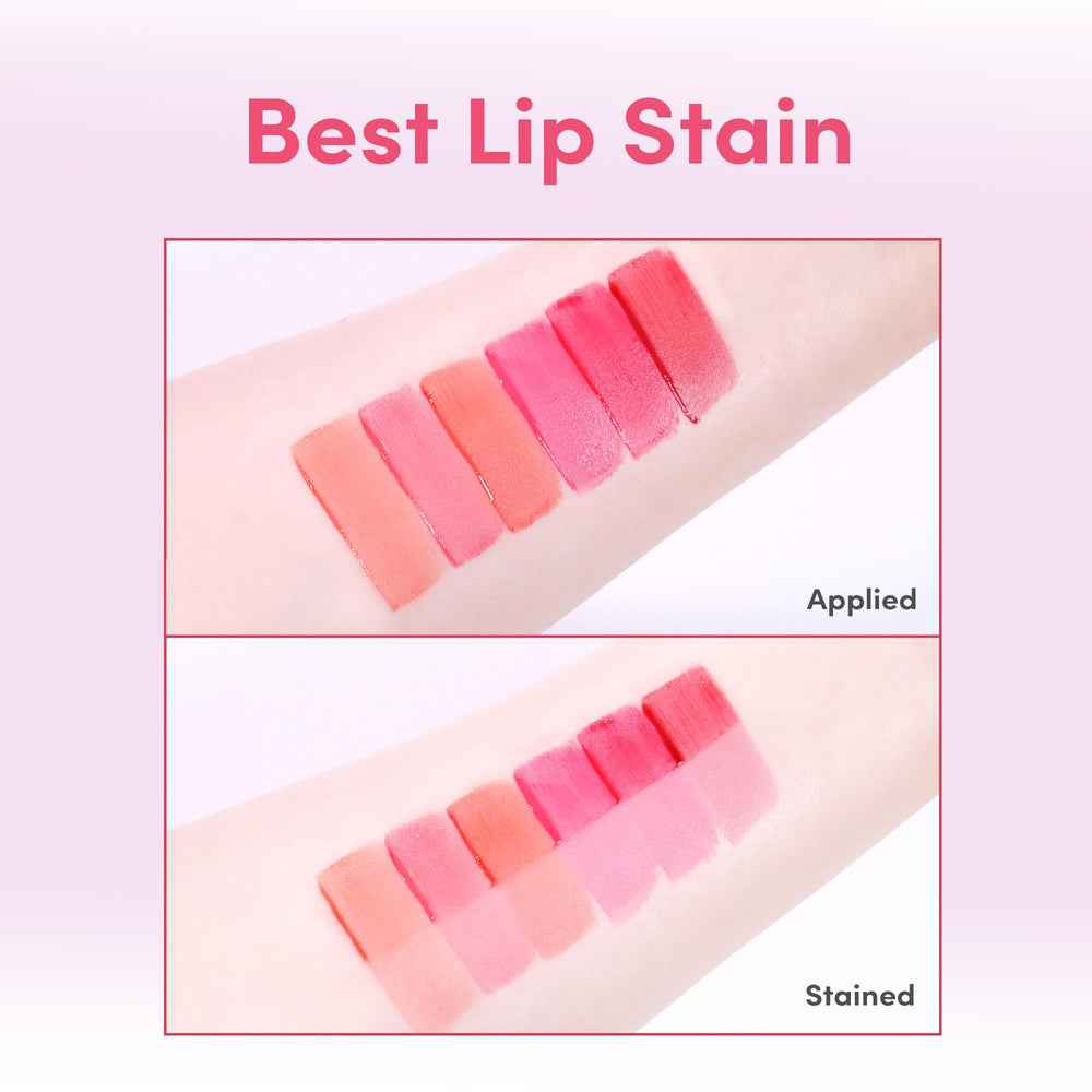 COLORGRAM Fruity Water Tint 02 Bunny Pink layered with gloss for personalized shine.