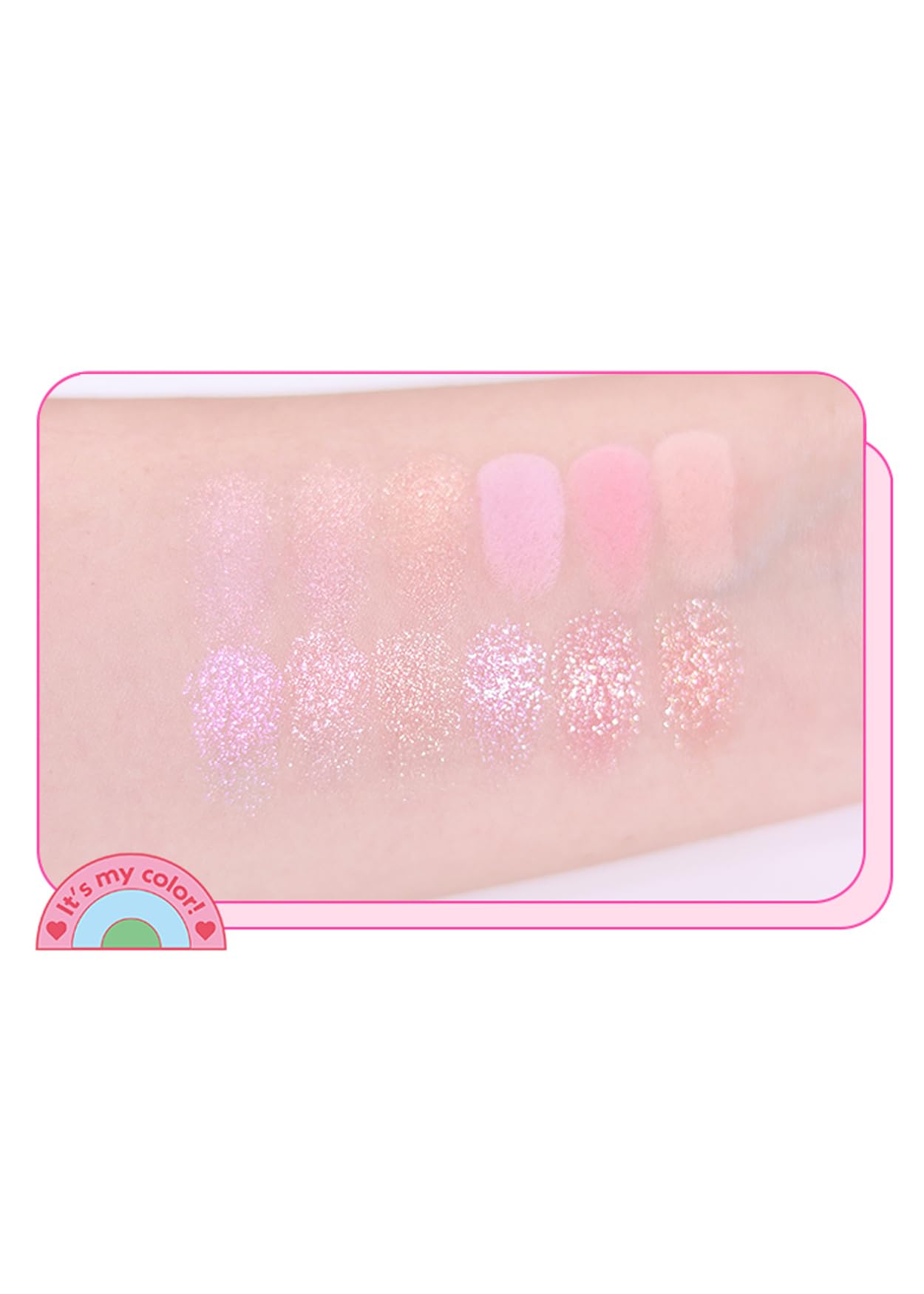 COLORGRAM Pin Point Eyeshadow 04 Bright+Cool open palette shows 12 pigmented shades.