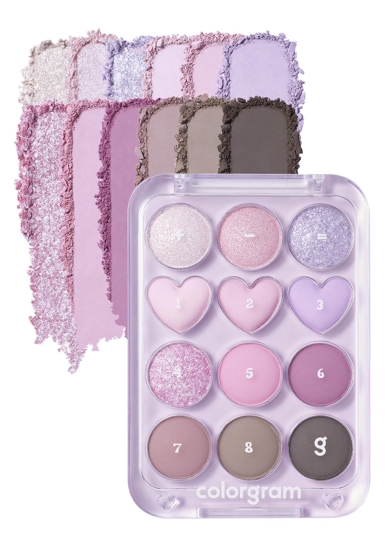 COLORGRAM Pin Point Pink+Lavender close-up shows ultra-pigmented matte and shimmer shades for precise looks