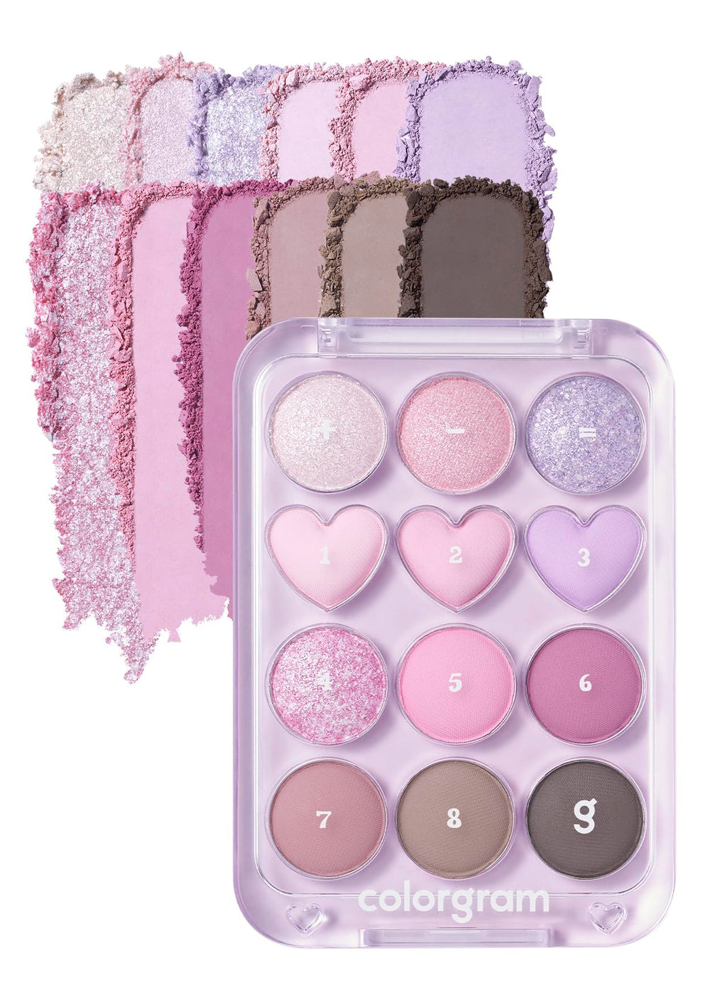 COLORGRAM Pin Point Pink+Lavender close-up shows ultra-pigmented matte and shimmer shades for precise looks
