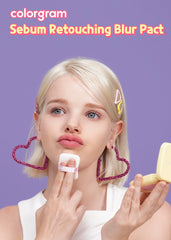 Colorgram sebum retouching blur pact powder puff application shot