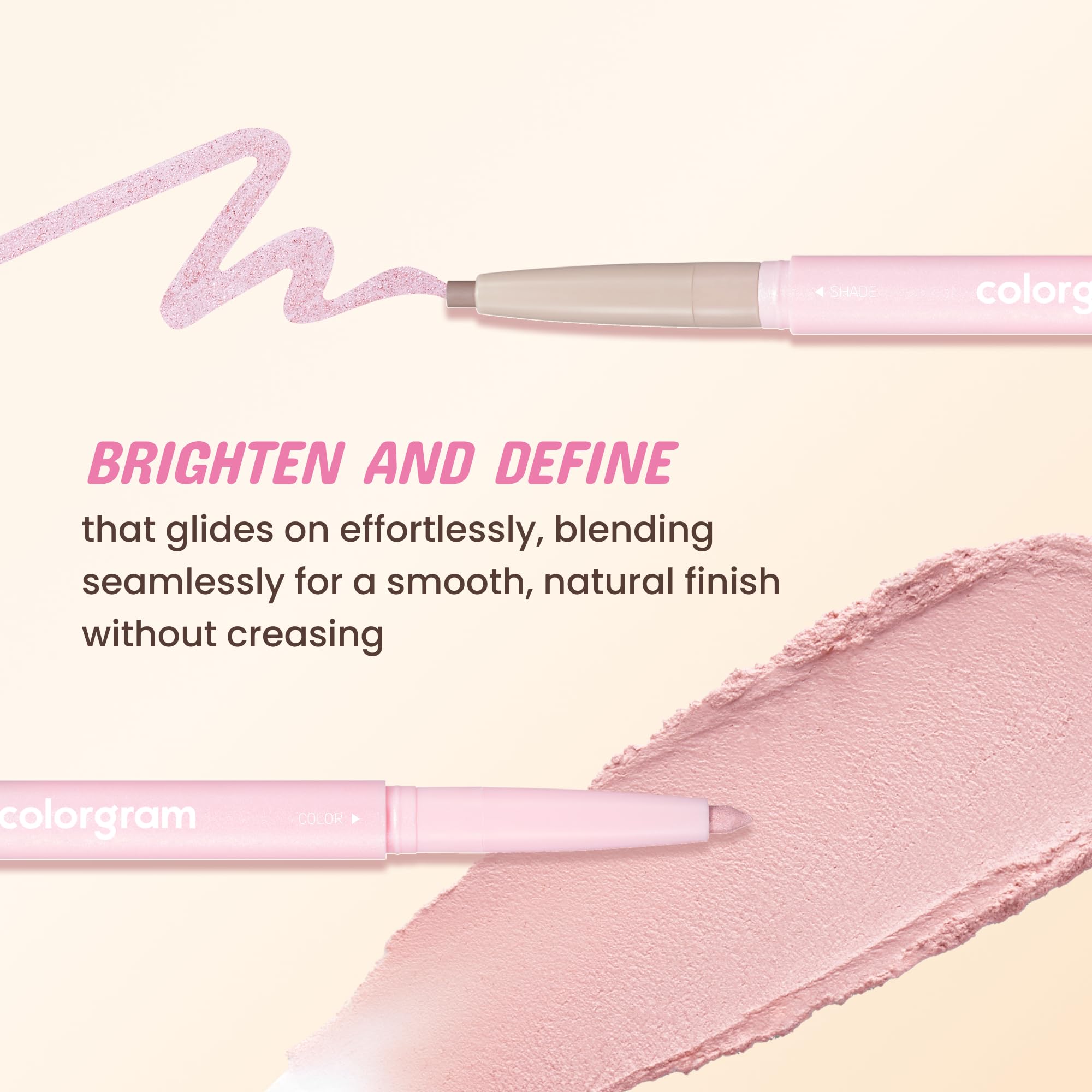 COLORGRAM Under Eye Highlighter Stick 06 Cool Pink dual-ended design enables depth and lift.