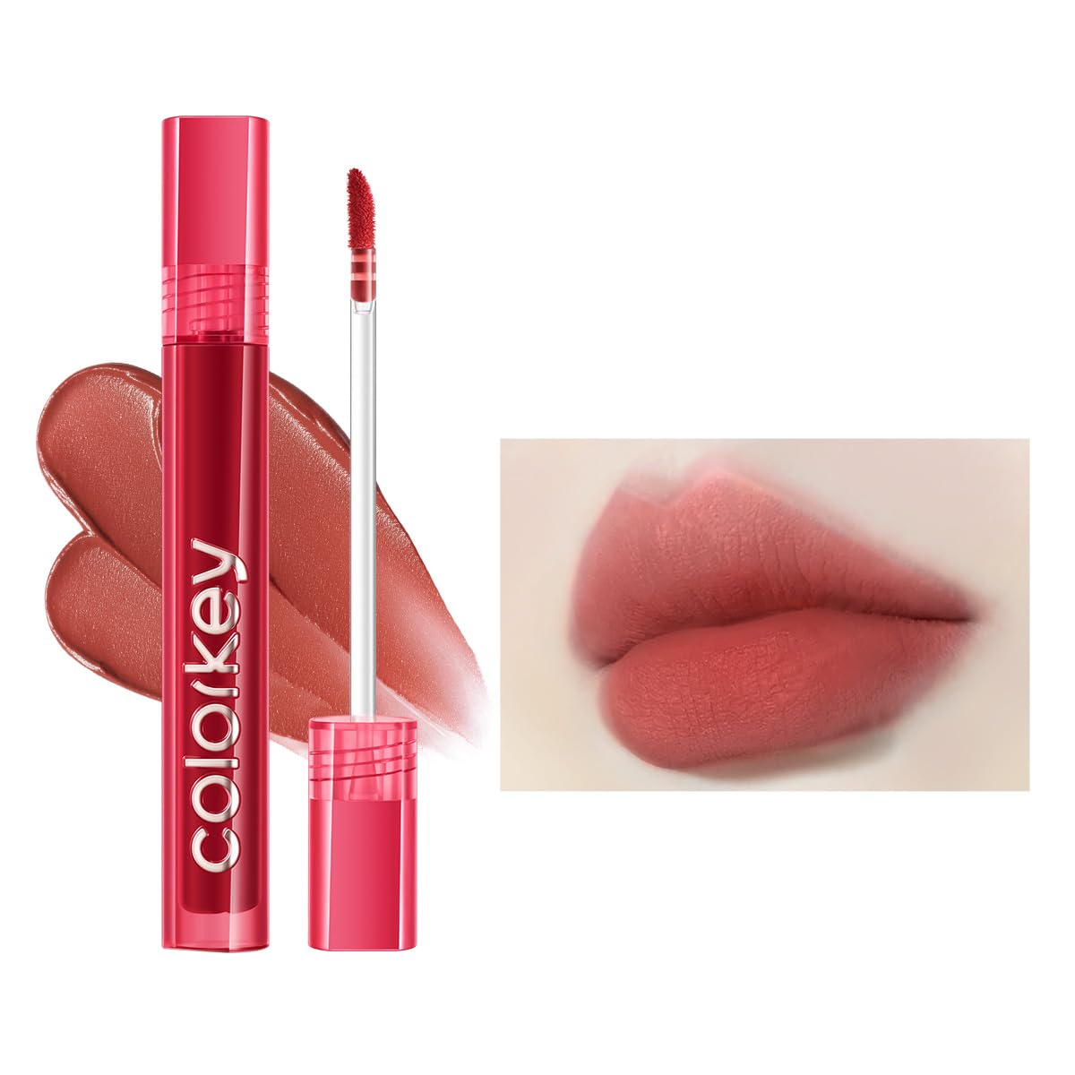 COLORKEY Airy Velvet Lip Tint close-up shows rich color and soft velvet texture