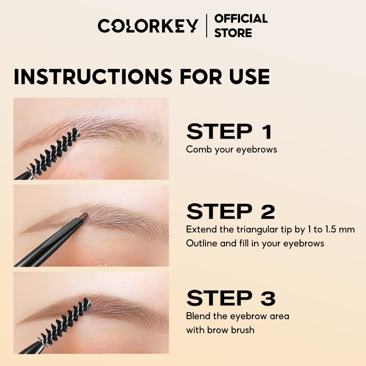 COLORKEY Contour Sketch Eyebrow Pencil includes a built-in spoolie for grooming