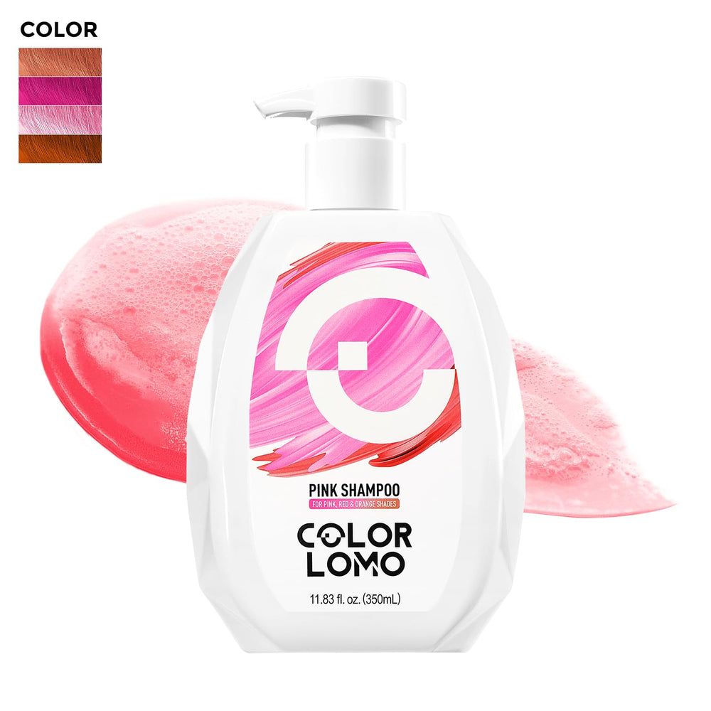 COLORLOMO pink-hair care routine shot with conditioner follow-up suggestion.