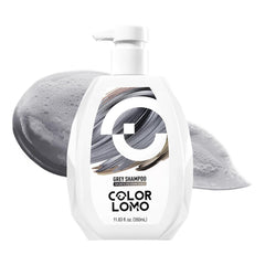 COLORLOMO Ultra Color Safe Shampoo grey bottle protects color and adds shine.