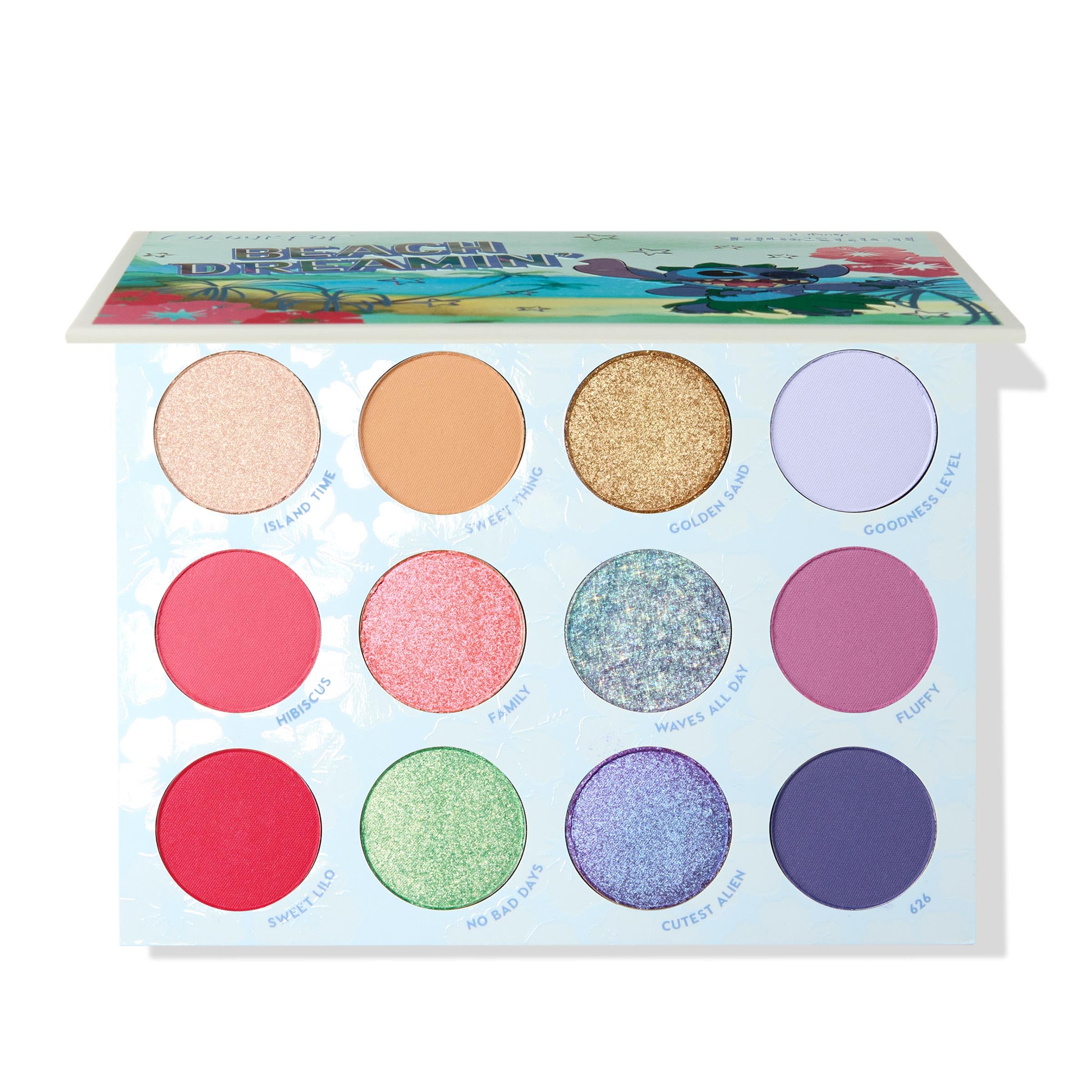 ColourPop Stitch Beach Dreamin’ palette cover showing tropical hues for vibrant summer looks