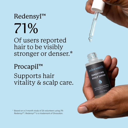 Colorsmith Densifying Scalp Serum dropper delivers precise scalp application for even coverage