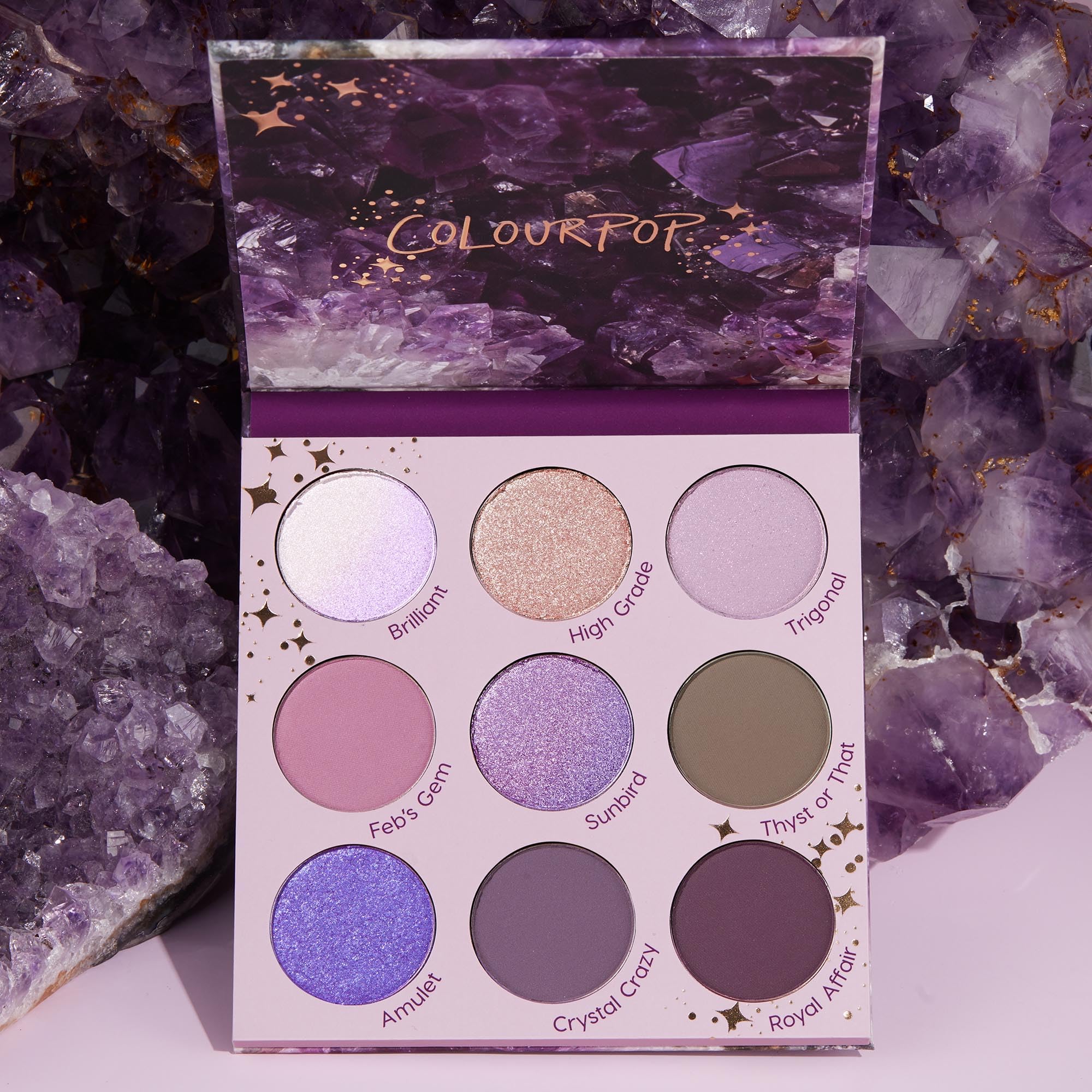 ColourPop All Amethyst palette includes practical brush tips for best color payoff.