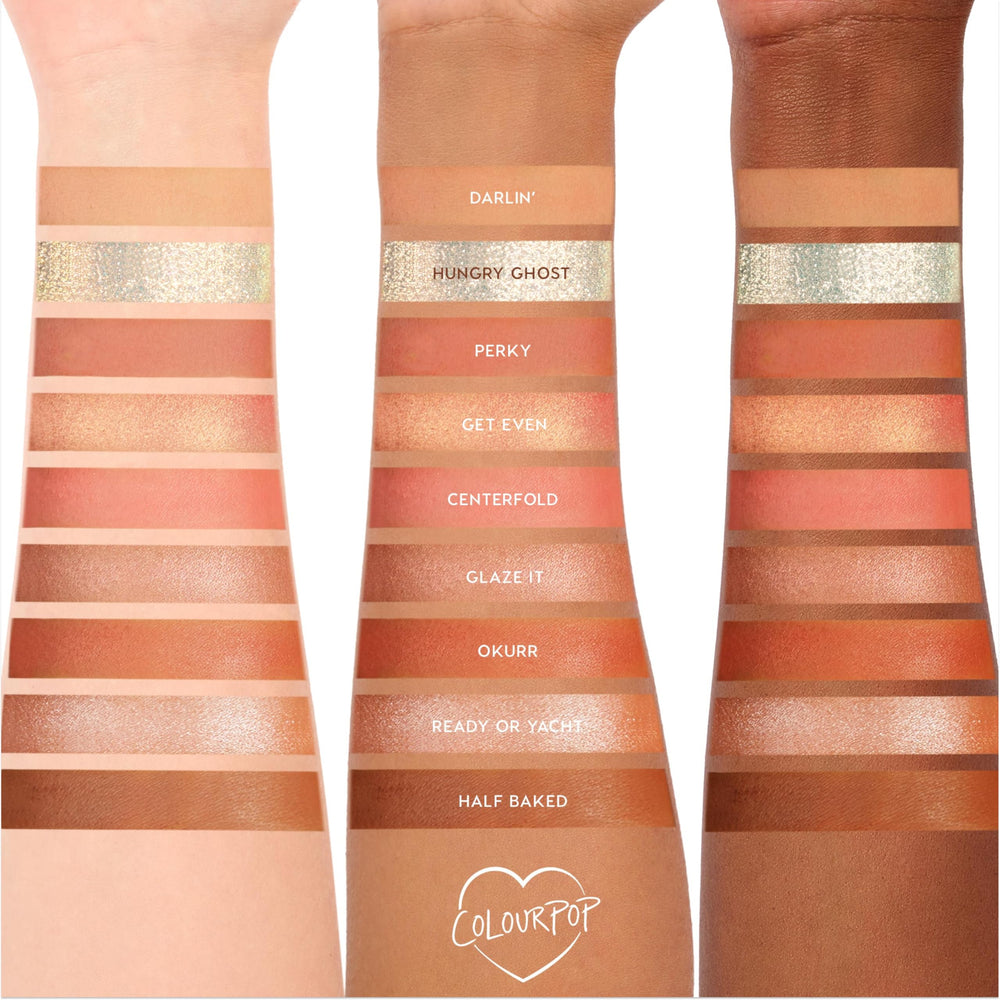 ColourPop Baby Got Peach glitter shade application for accent sparkle and highlights.