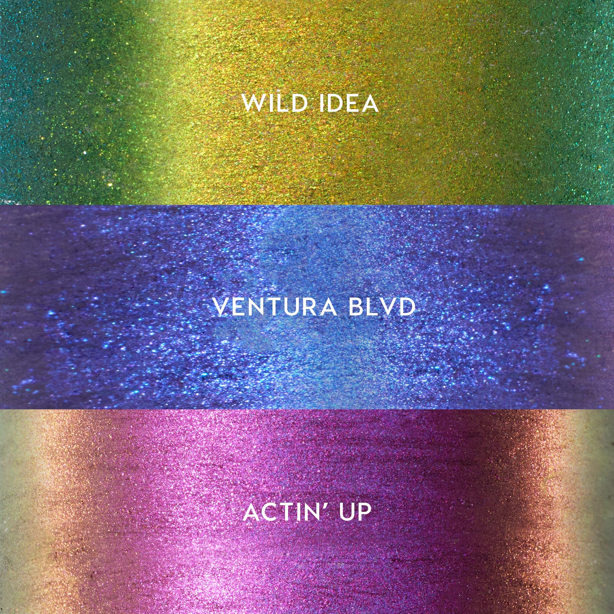 ColourPop BFF Creme Gel Chrome Wild Idea swatch shows lime green to teal shift