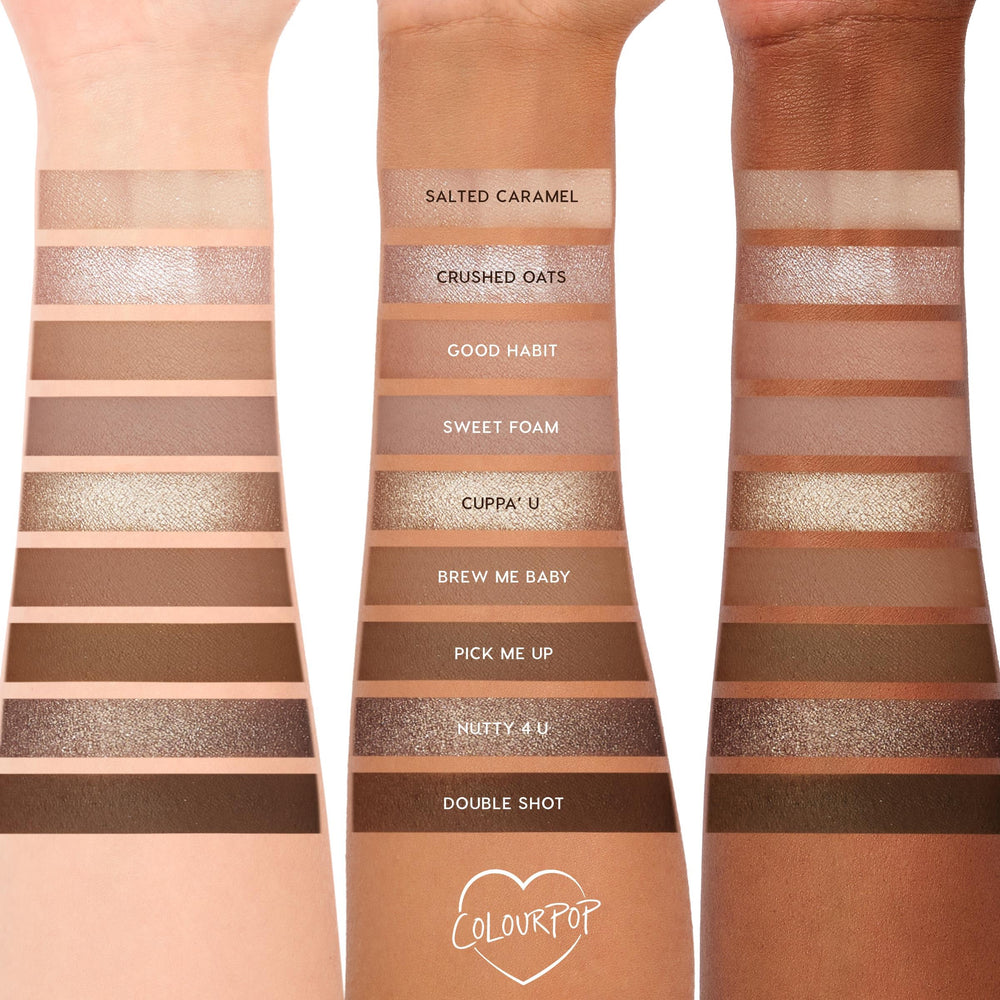 ColourPop Deja Brew brush-friendly layout, ideal with fluffy blends.