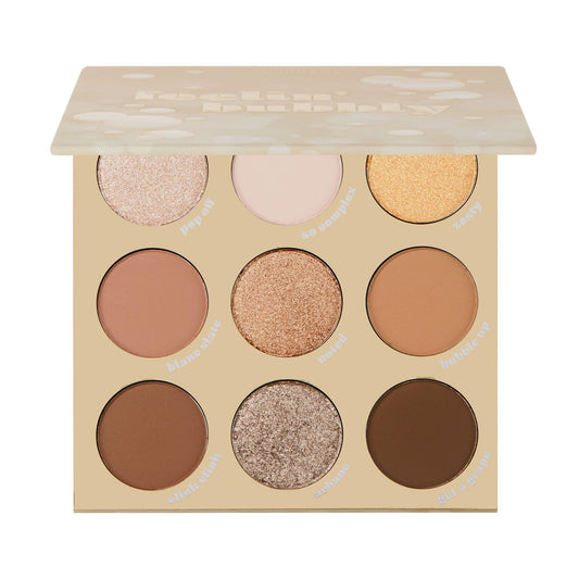 ColourPop Feelin' Bubbly palette open-pan shows shimmer and matte browns for versatile looks