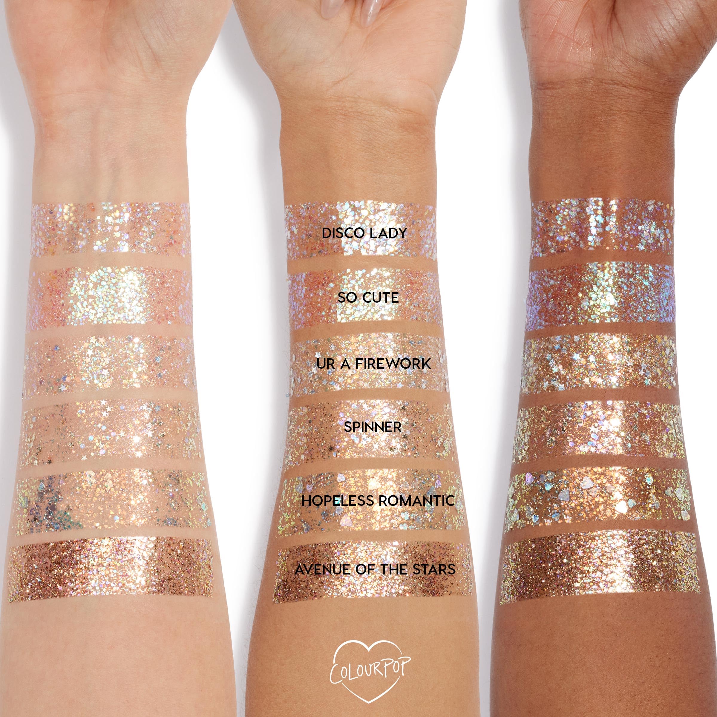 ColourPop Glitterally Obsessed Body Glitter Gel on shoulders adds luminous festival glow.