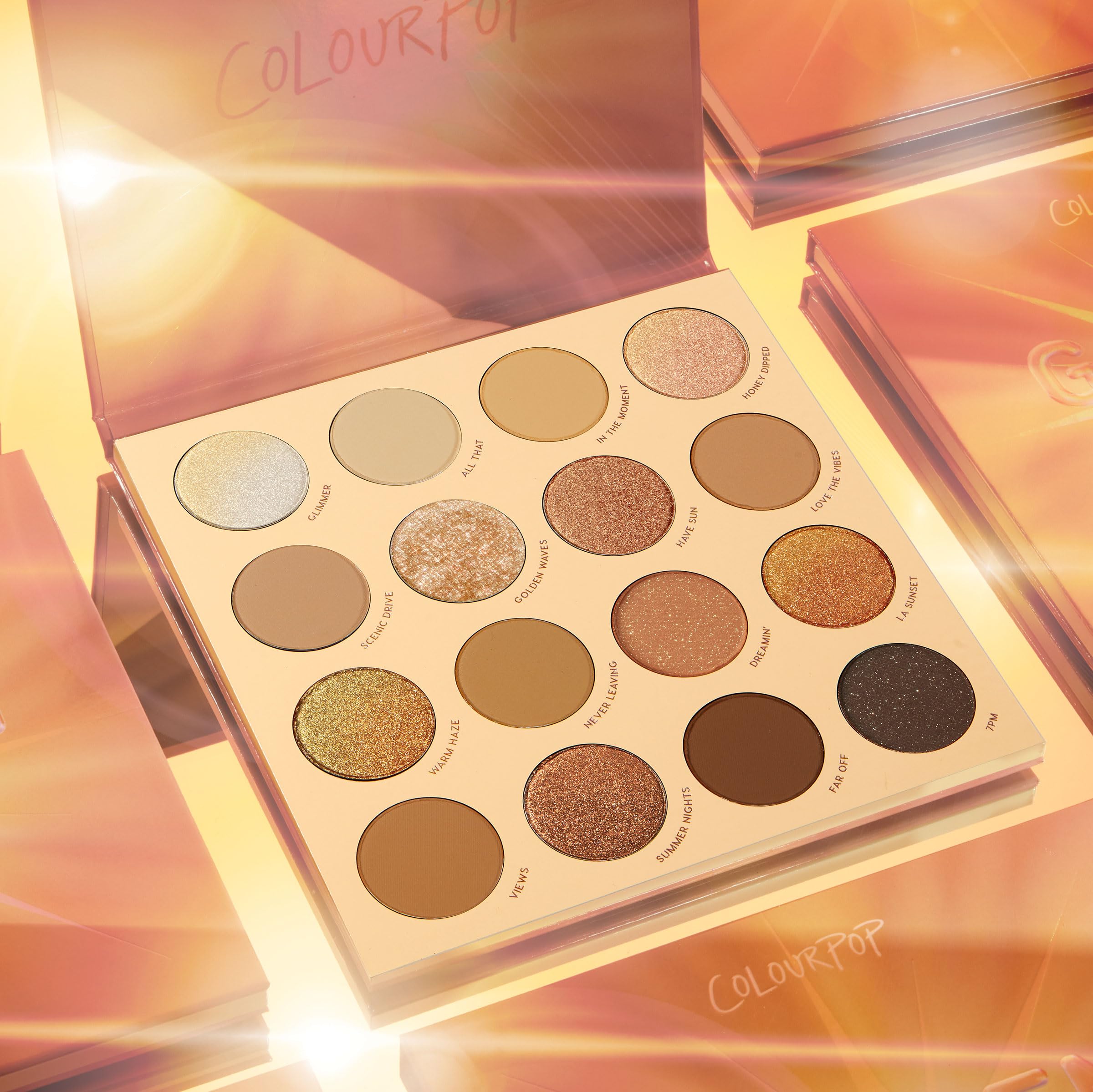ColourPop Golden Hour swatches on arm reveal warm bronzy tones.