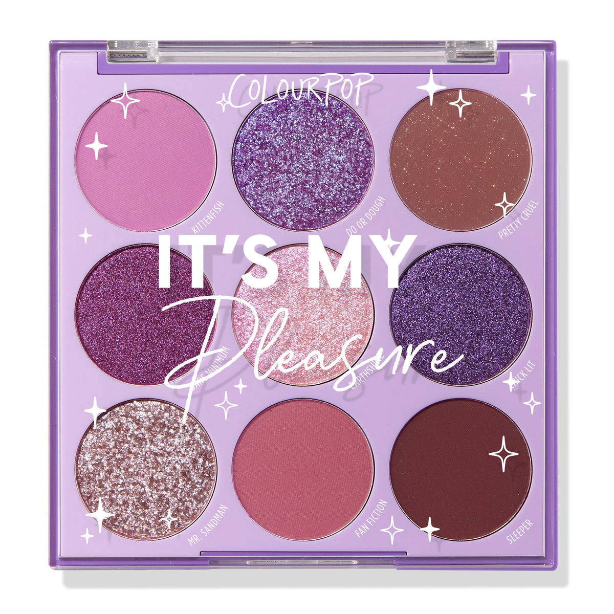 ColourPop It's My Pleasure palette open showing multi-finish shades for versatile looks.