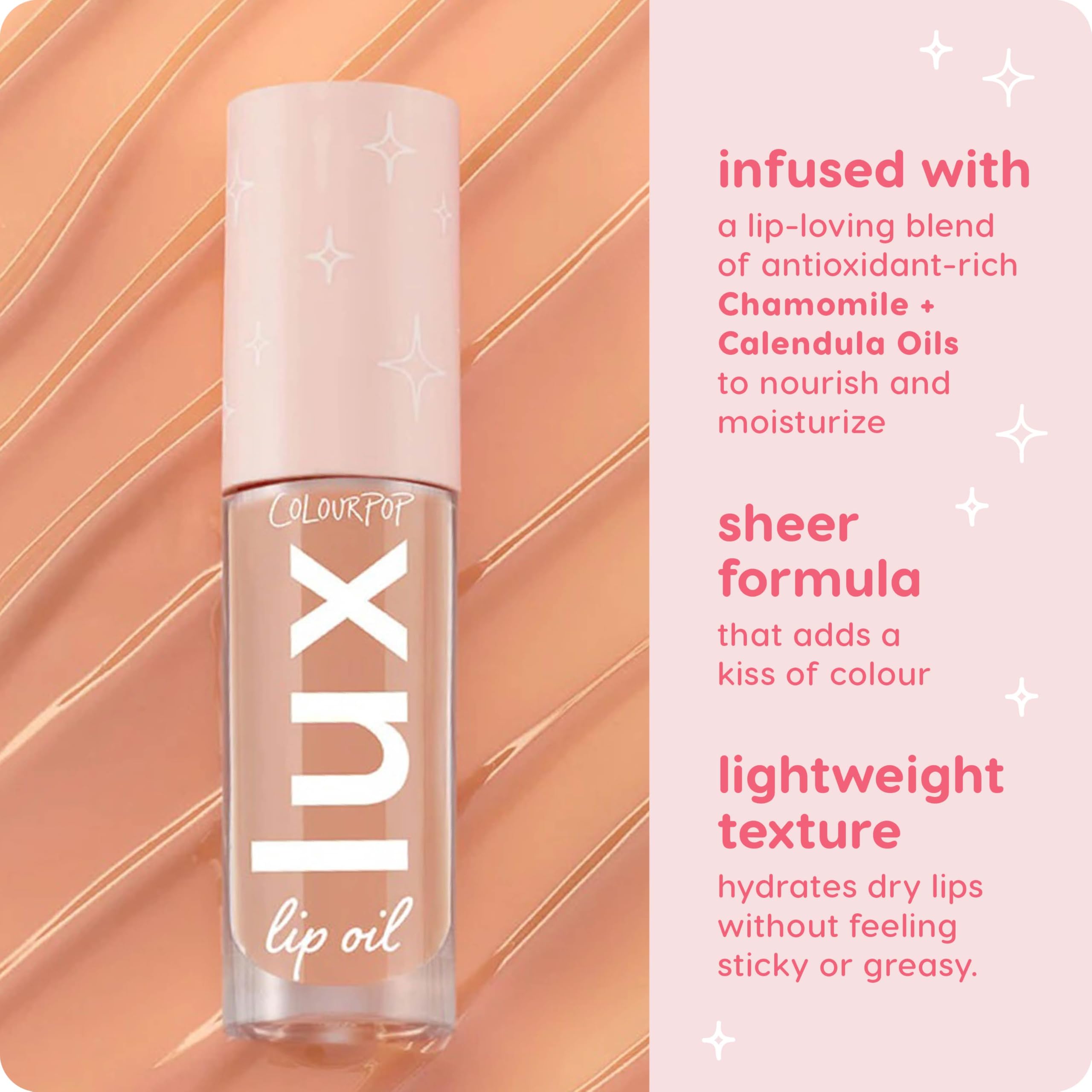 ColourPop Lux Lip Oil gloss finish creates hydrated lip look