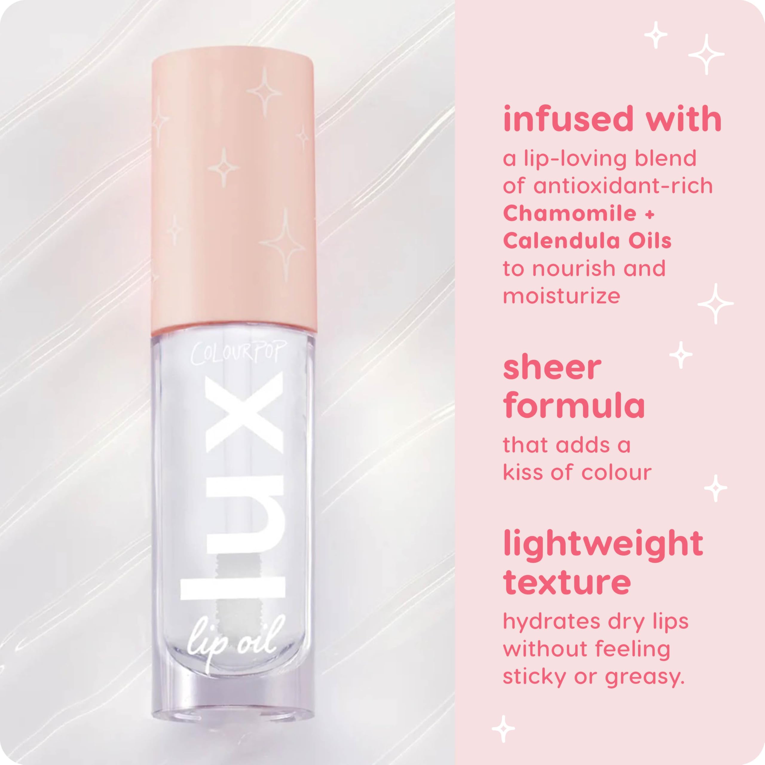 ColourPop Lux Lip Oil non-sticky finish keeps lips moisturized and comfortable.