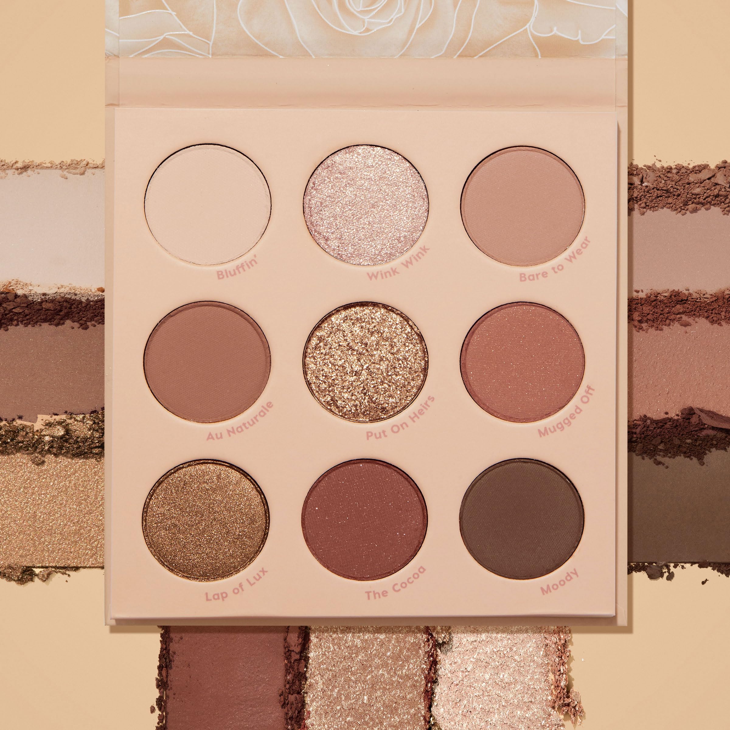 ColourPop Nude Mood Palette swatches with brown and copper tones