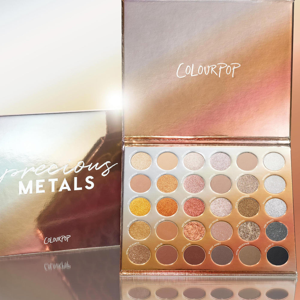 ColourPop Precious Metals application brush demonstrates color payoff with firm tools