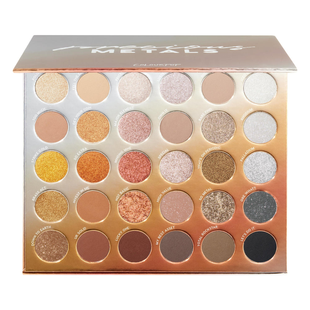 ColourPop Precious Metals palette cover shows multi-finish options for versatile looks
