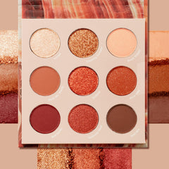 Close-up of metallic and matte finishes in ColourPop Rock On for versatile bronze eyes.