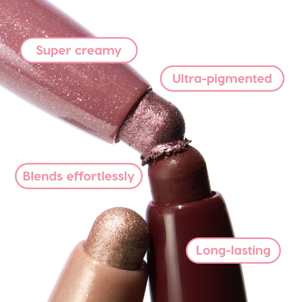 ColourPop Rose Goals Shadow Stix cream application on eyelid for quick color.