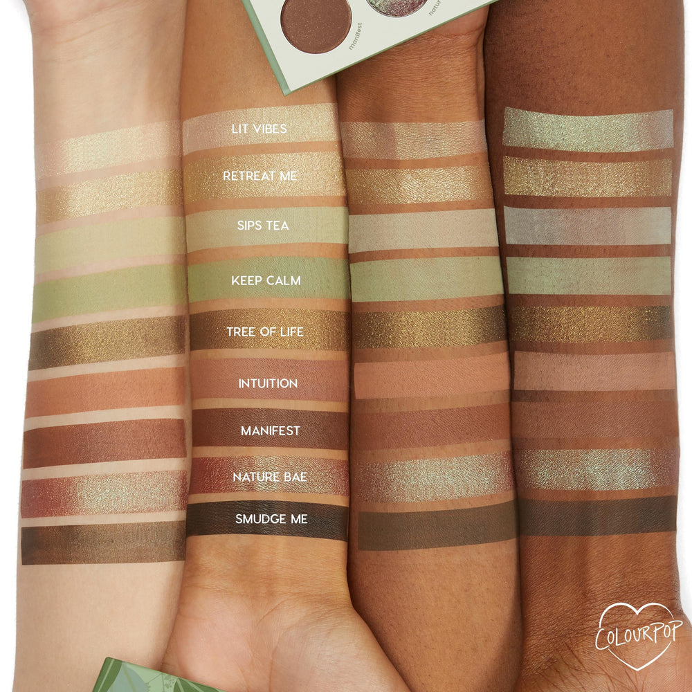 ColourPop Sage the Day swatches reveal rich pigments in matte and metallic finishes.