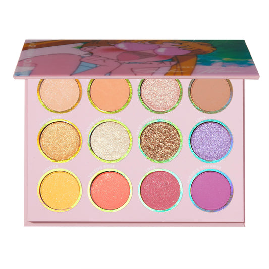 ColourPop Sailor Moon palette with soft pink and gold flip shimmer for bright lids.