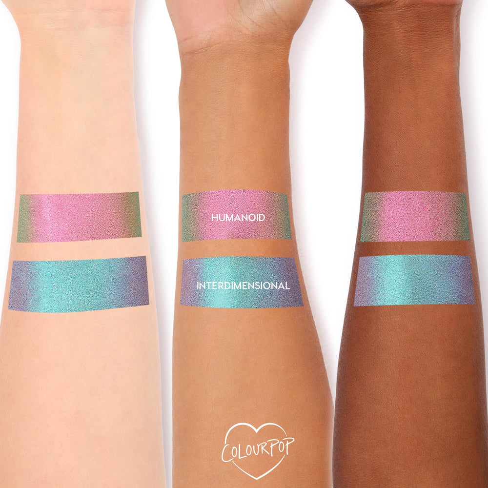 ColourPop Stranger Things Chrome Liquid Eyeshadow glow on eyelid lasts with shift.