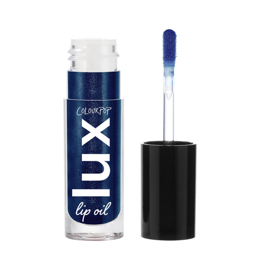 ColourPop Twilight Lux Lip Oil application scene shows glossy, non-sticky shine.