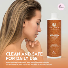 COLURE Body Volume Shampoo before after demonstrates visible lift and fullness in hair