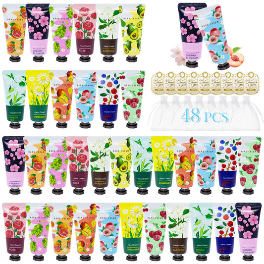 Comdian 48-pack hand cream flavors display, ideal for gifting and sharing.