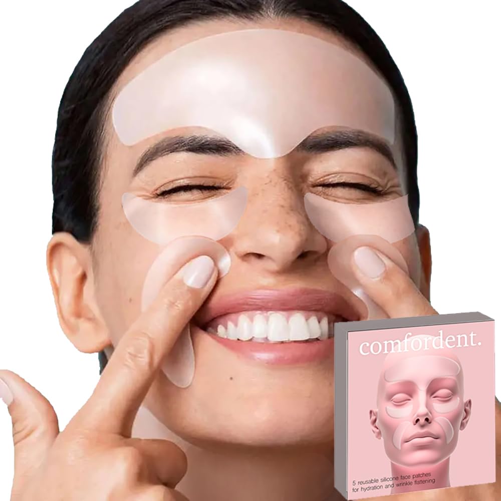 Comfordent patches on the forehead providing smoother morning skin