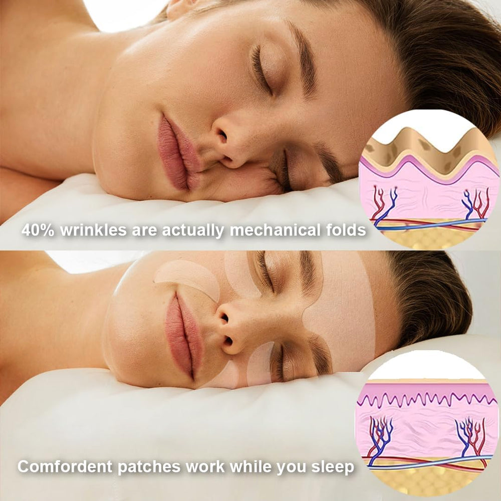 Comfordent patches on pillow illustrating friction protection during sleep