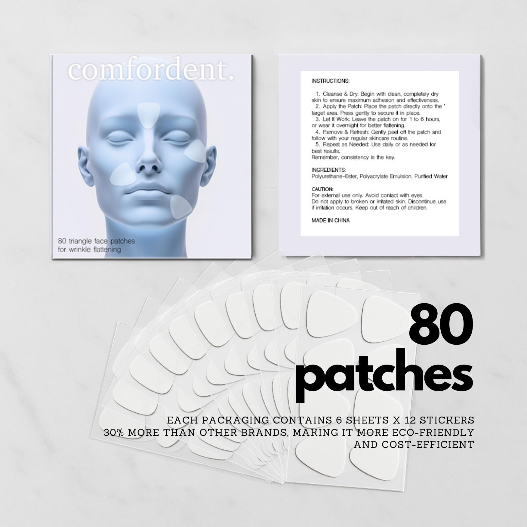 Comfordent triangle patches on smile lines provide targeted support and comfort overnight.