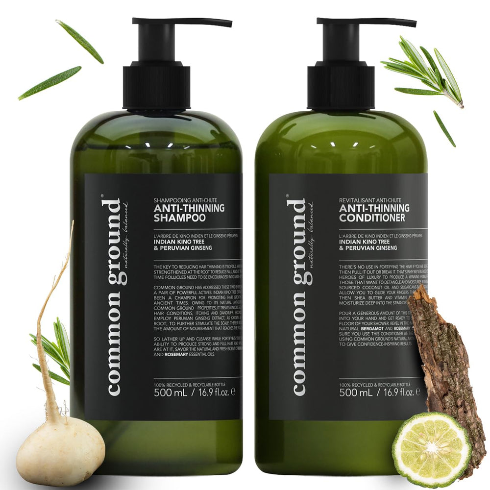 Common Ground bottle with bergamot and rosemary scent for a refreshing wash that balances the scalp