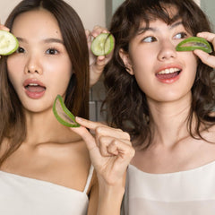 Common Ground NUE Aqua Micellar ingredients image features aloe vera and cucumber for soothing hydration.