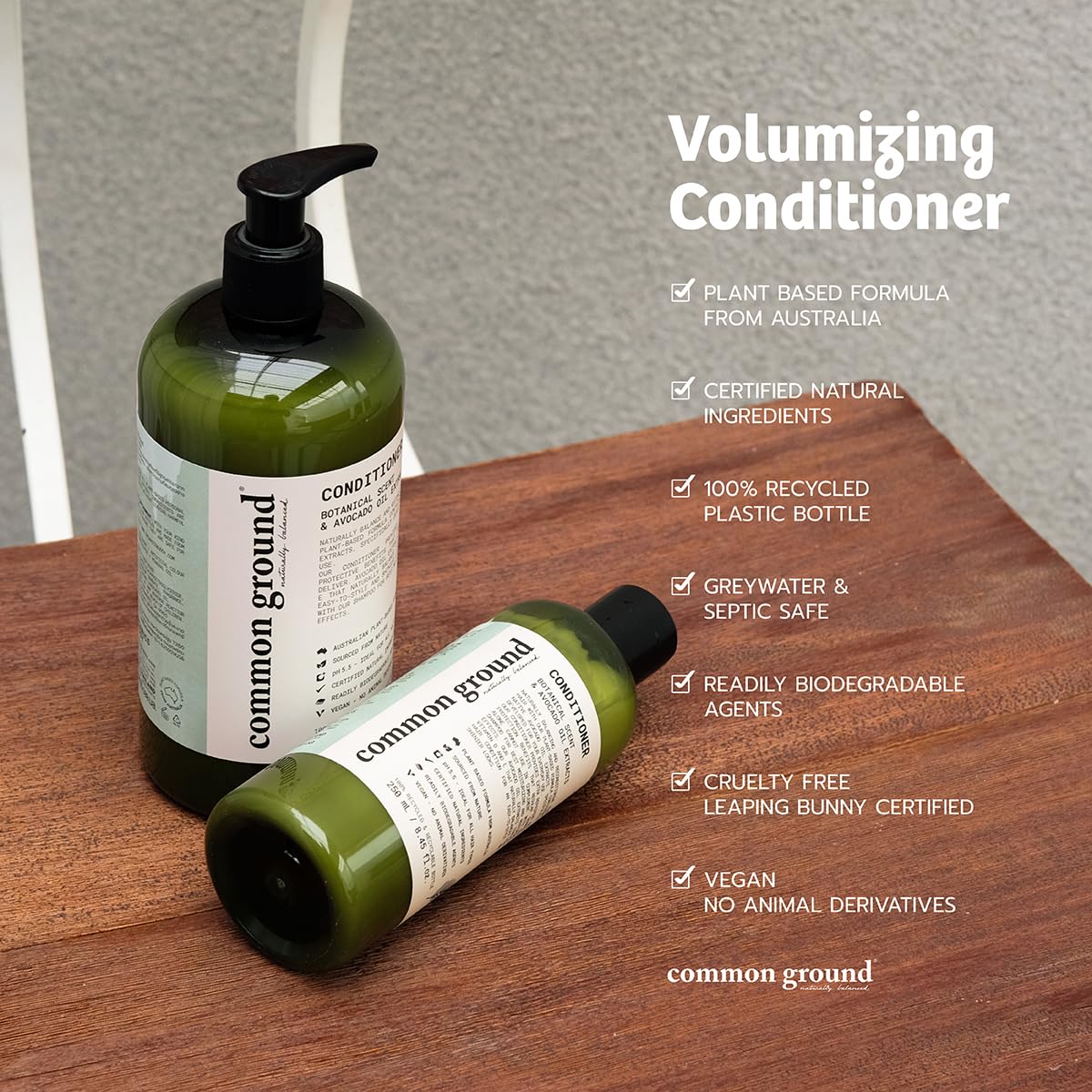 Common Ground shampoo application on damp hair with creamy lather.