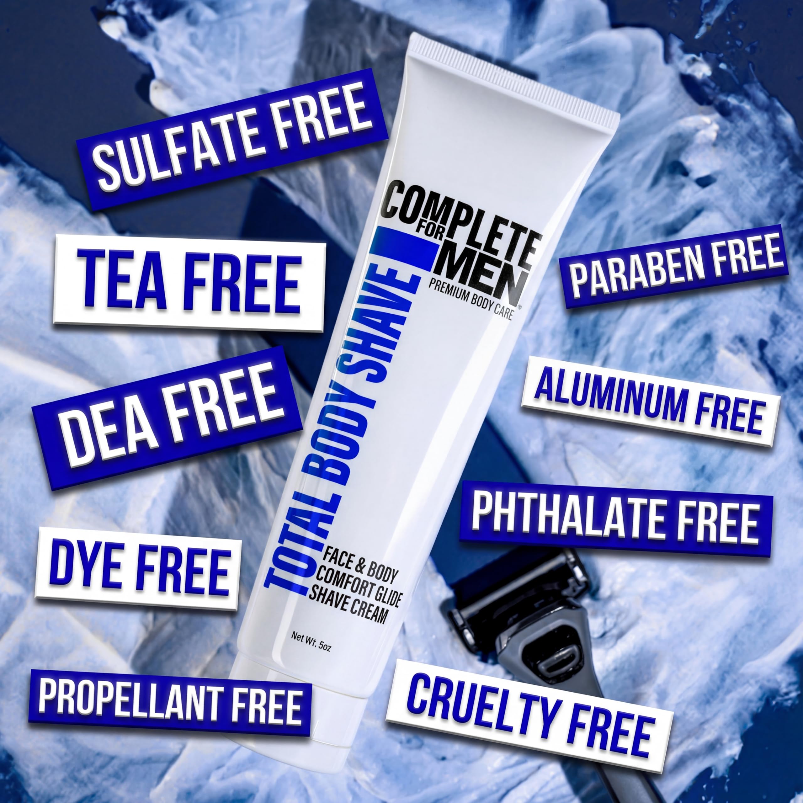 Complete For Men packaging tube designed for easy, on-the-go use.