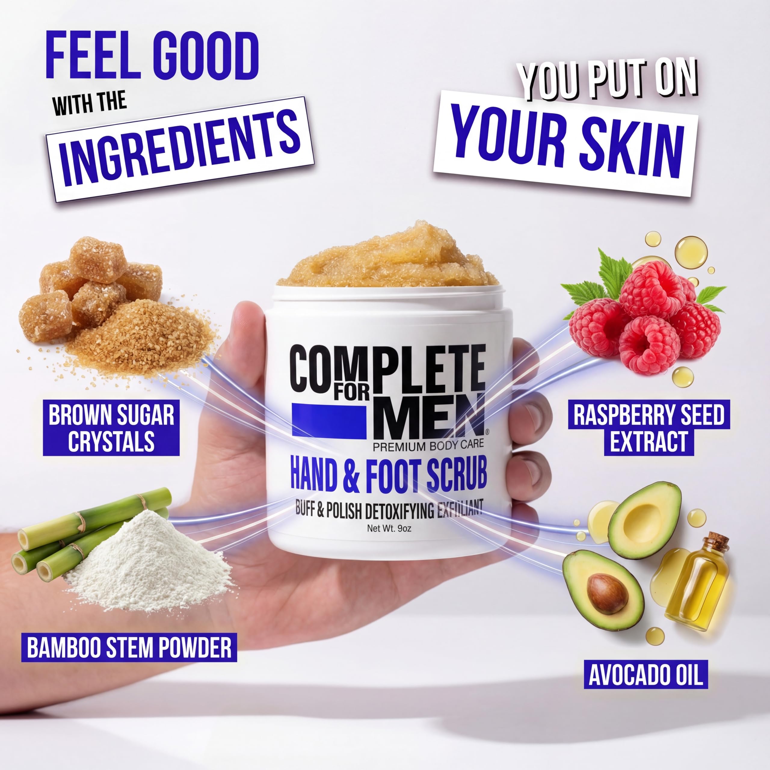 Scented citrus-spice aroma of Complete for Men sugar scrub