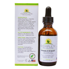 Complete Skin Solutions Vitamin C Serum apply-hand image demonstrates lightweight gel texture.