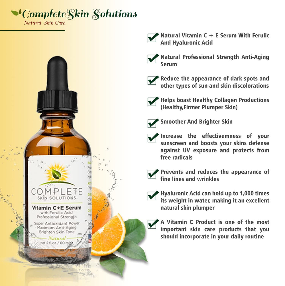 Complete Skin Solutions Vitamin C Serum morning routine shot with daily care.