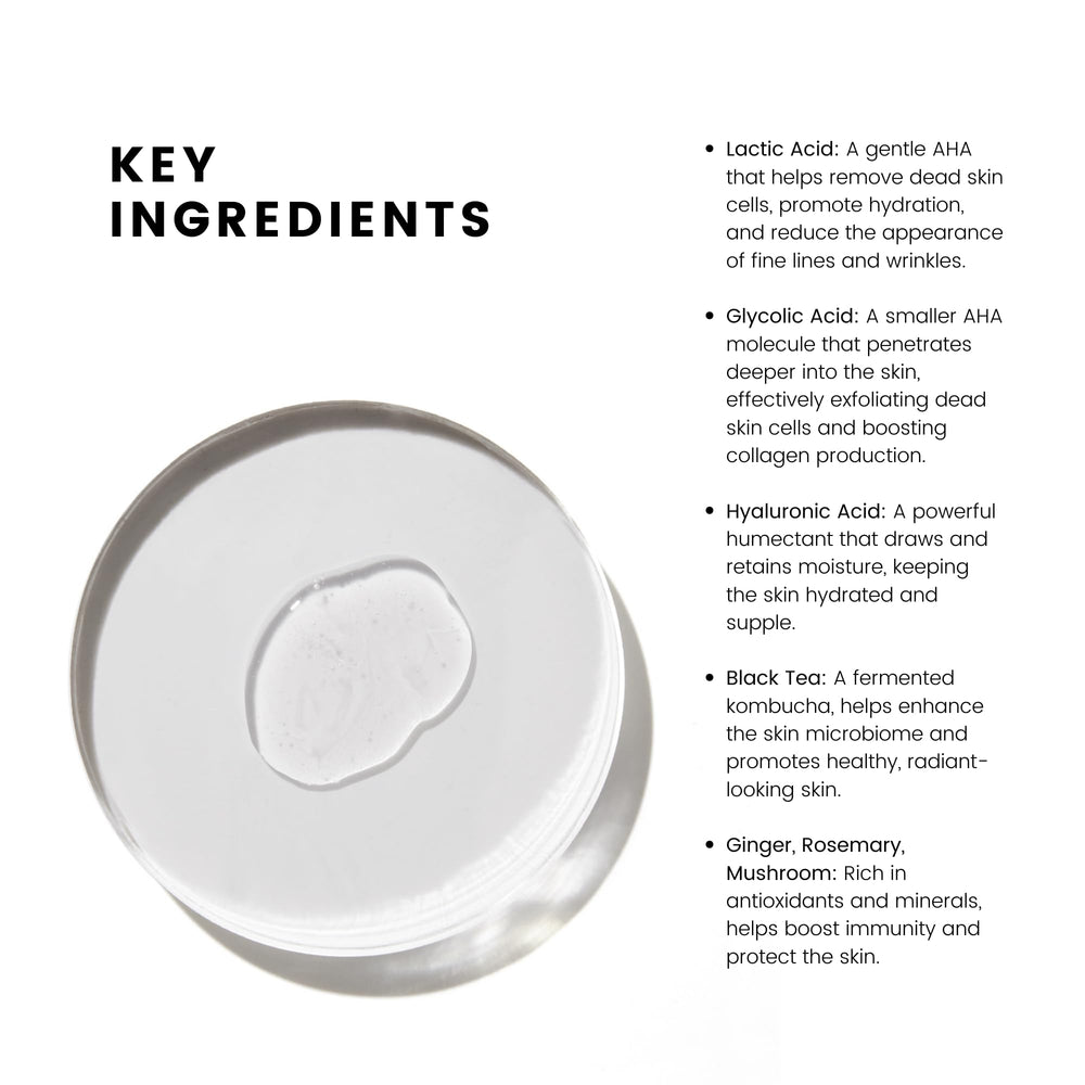 COMUNE AHA Exfoliant Toner texture swatch highlights silky, non-sticky feel.